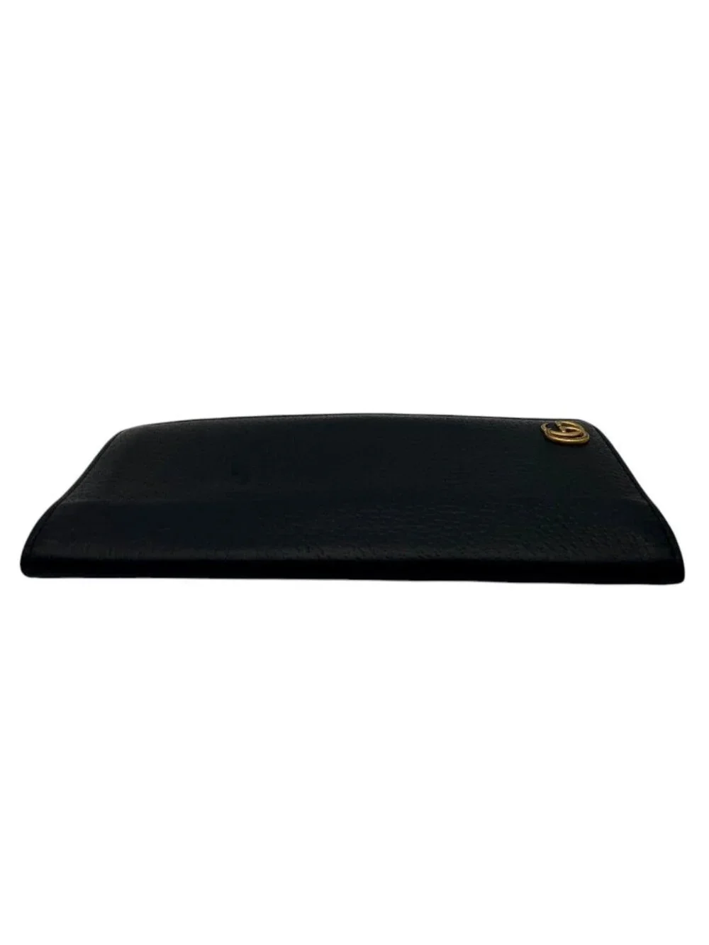 Gucci Wallet GG Marmont Bifold Billfold Leather Black Gold Interlocking Classic